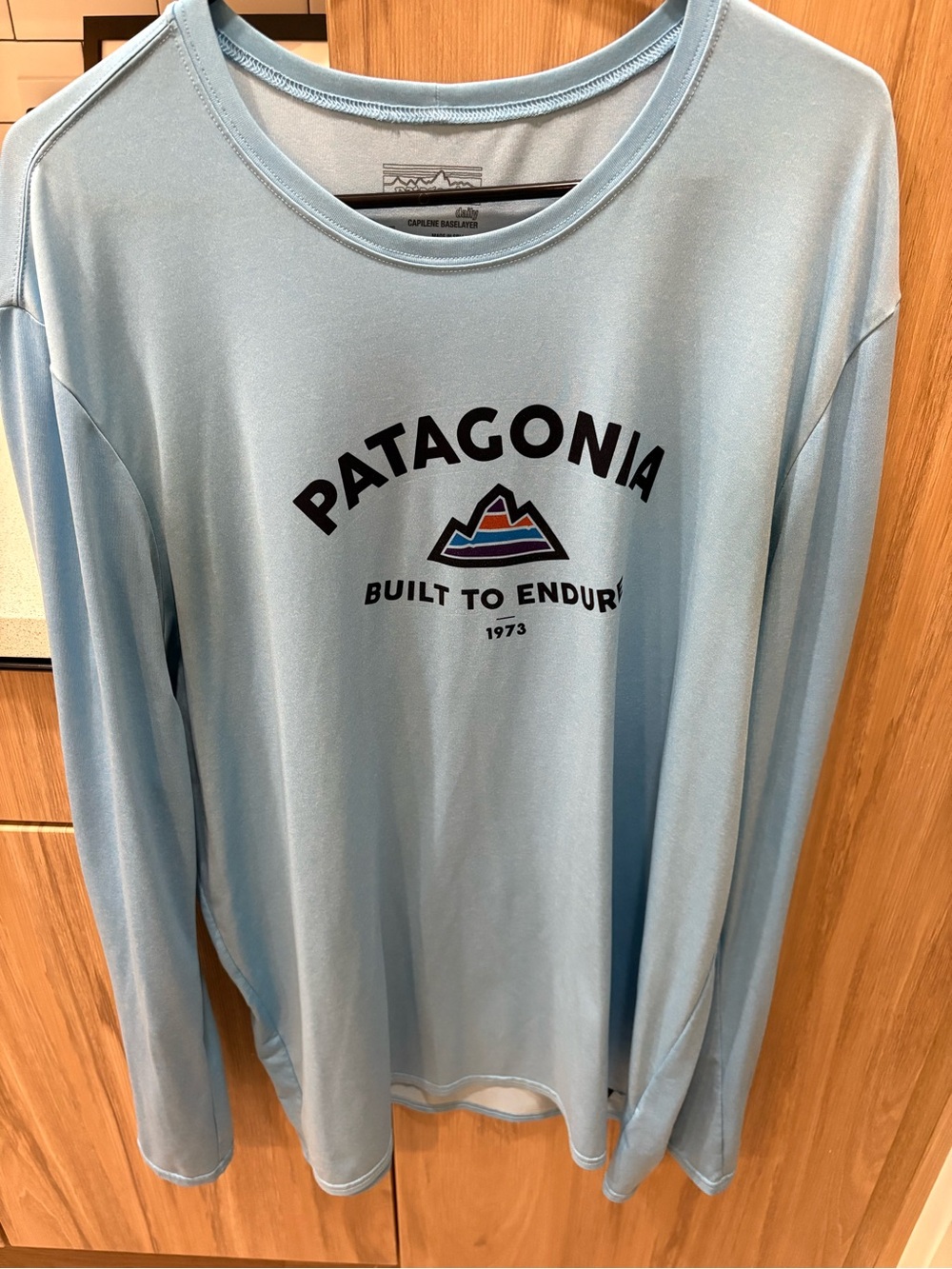 Patagonia Men’s Light Blue Crewneck Logo Sweater